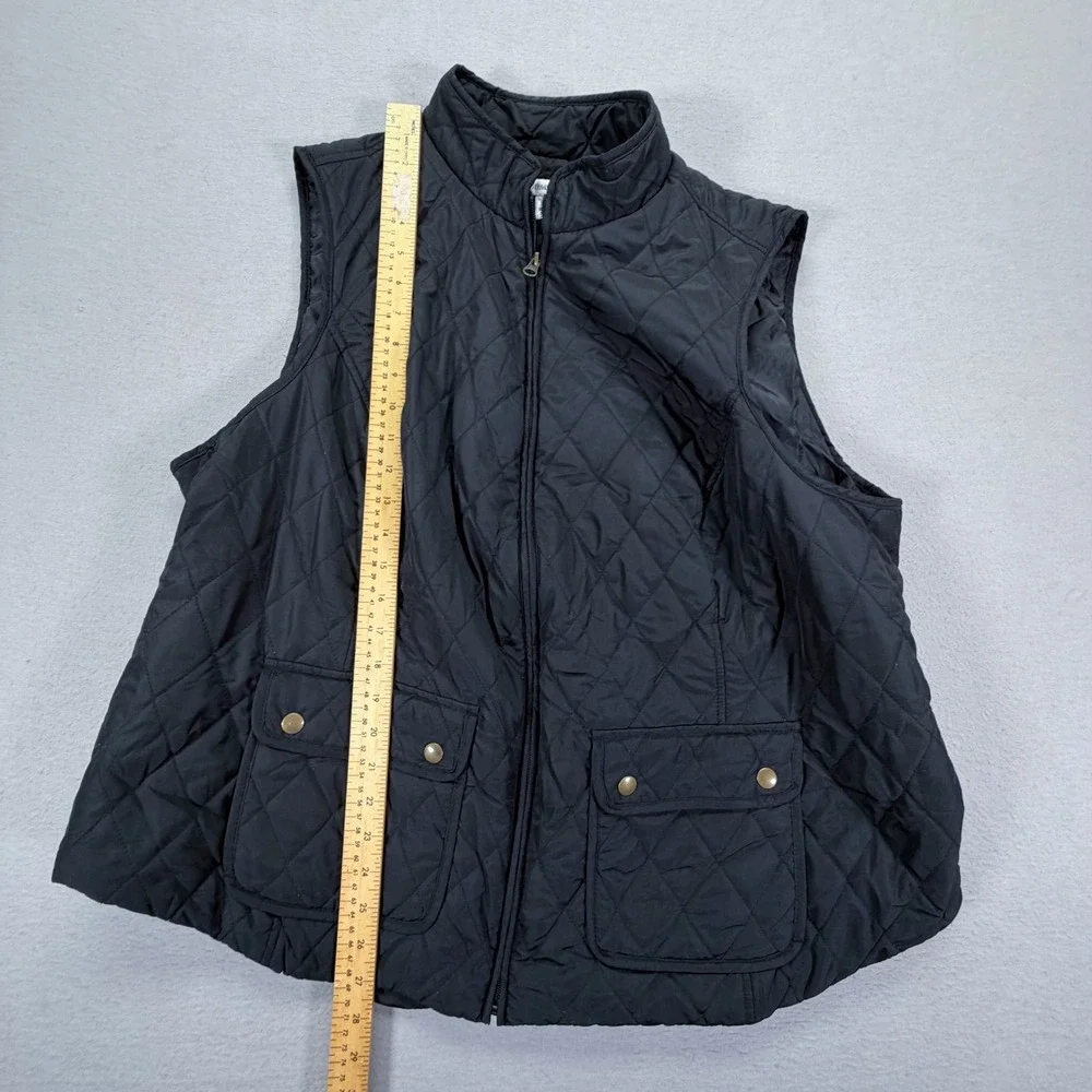 Croft & Barrow Quilted Vest Womens 2X Black Diamond Pattern Zip‎ Front
